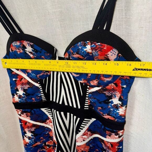 Material Girl Womens Babydoll Bustier Dress Size XL Blue Abstract Strappy Y2K - Picture 13 of 16